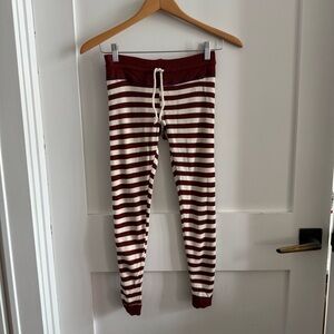 Free people Striped Red and White waffle knit pajama pants